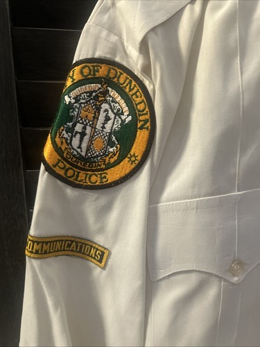 Camicia polizia obsoleta City of Dunedin Florida con toppe comunicazioni 16 1/2 - Foto 2 di 7