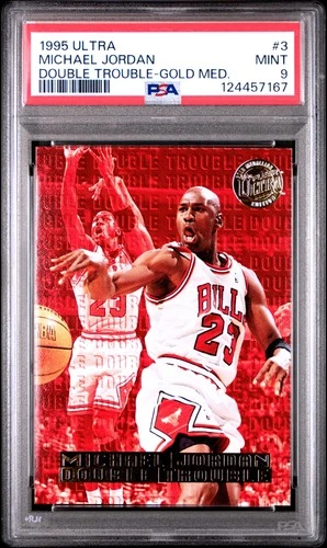 1995 FLEER ULTRA DOUBLE TROUBLE GOLD MEDALLION #3 MICHAEL JORDAN PSA 9
