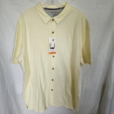 New Men's "Weatherproof Vintage" Yellow Short Sleeve Shirt Polo Button Up 2XL
