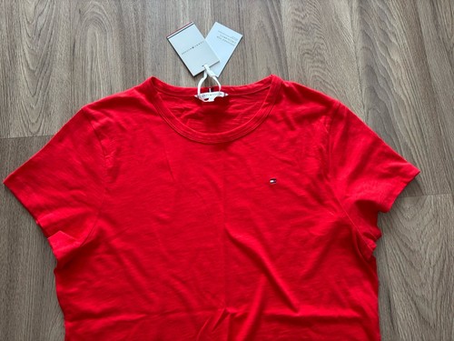 TOMMY HILFIGER Ladies T-Shirt WWOWW37857SNE Size XXL 100%Cotton BNWT Firework - Picture 2 of 11
