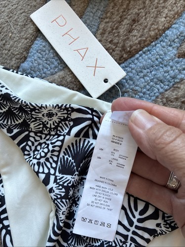 NWT | PHAX Swimwear Medium Side Tie Bikini Black & White - Picture 3 of 16