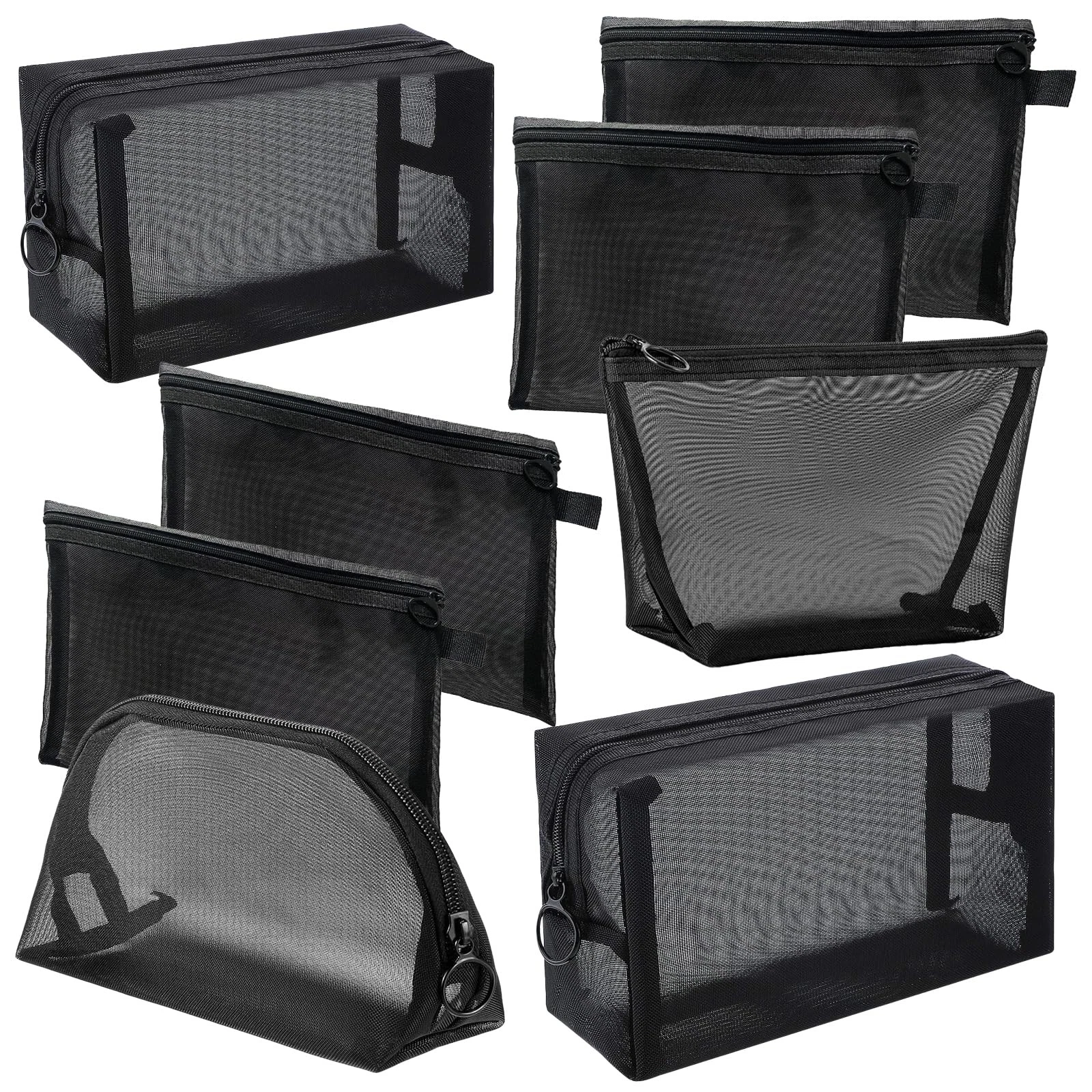 8 Pieces Mesh Makeup Bag Set,Cosmetic Bags Make up pouch,Portable Clear Trave...