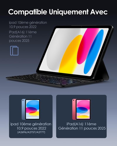 Qulose Tastatur iPad 10 Generation Cover mit Tastatur für iPad 10 Generation - Afbeelding 23 van 24