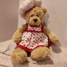 GUND Recipe Of Love Plush TeddyBear Heart Red pink Heart Bow Chef Hat