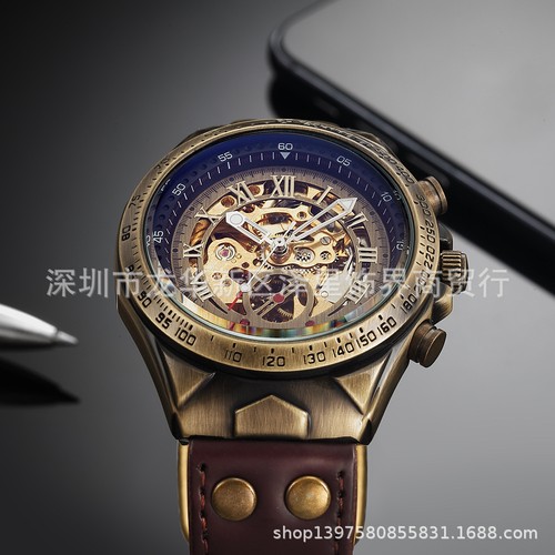 Vintage Hollow Mechanical Men's Fashion Casual Watch - Picture 18 of 23