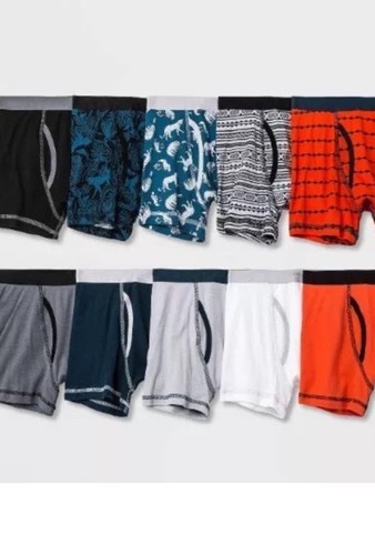 Cat & Jack Boxer Briefs Jungle Print Boys L (12/14) Multi Designs 10 PACK - Picture 3 of 3