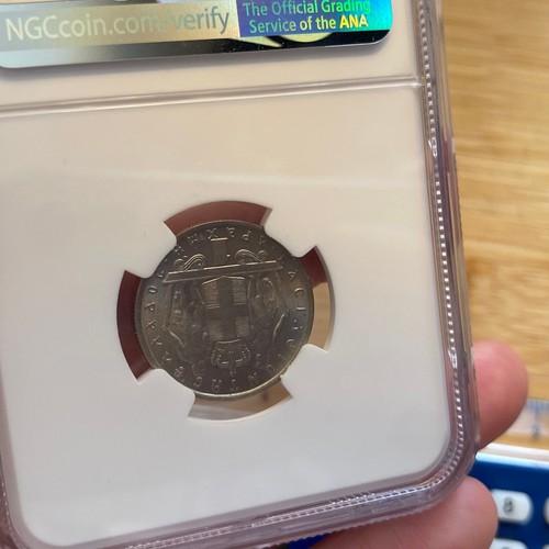 NGC Slabbed Greece 1 Drachma 1966 MS 66 Sticker on Slab Reverse (ref #41) - Picture 5 of 8