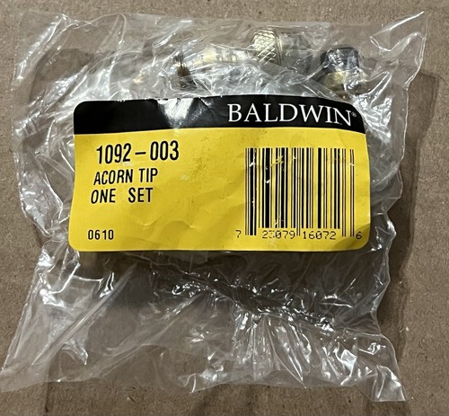 Baldwin Acorn Tip 1092-003 Lifetime Polished Brass Hinge Tips Set (4) Total NEW - Picture 2 of 3