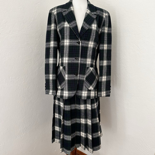 Vintage Pendleton Plaid Suit Virgin Wool Blazer sz 14 Jacket and Skirt Womens 12 - Picture 1 of 13
