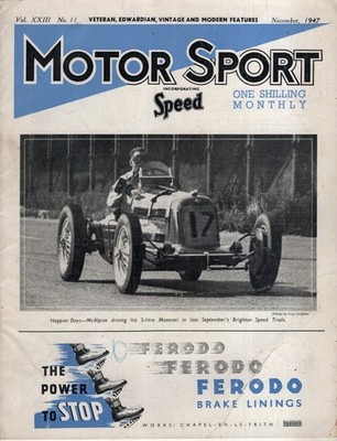 Motor Sport Magazine November 1947 - McAlpine Driving a 3 Litre Maserati at Brig