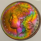 1886 MS65++ MORGAN SILVER DOLLAR/  / BEAUTIFUL PARROT TONING Mint State PCI