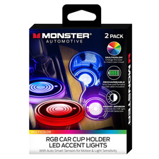 Monster Smart Sensor LED Cup Holder Lights 2-Pack for Cars