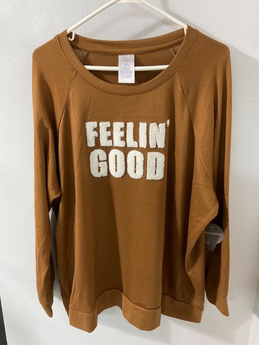 Secret Treasures Women’s Knit Lounge 'FEELIN GOOD' Top Size XL