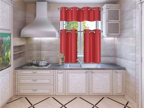 NEW KITCHEN LINED FOAM BACKING BRONZE GROMMET WINDOW DRESSING CURTAIN 3PC SET K7 - Picture 17 of 27