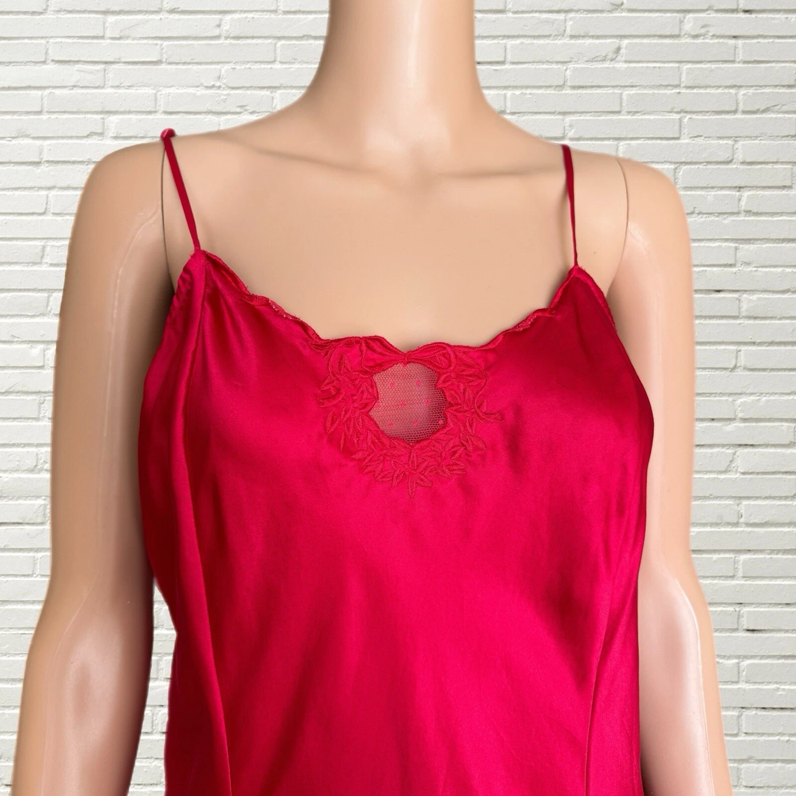 UNDERCOVER Mini abito slip seta Victorias Secret vintage anni 90 rosso seta dettagli rete spacco