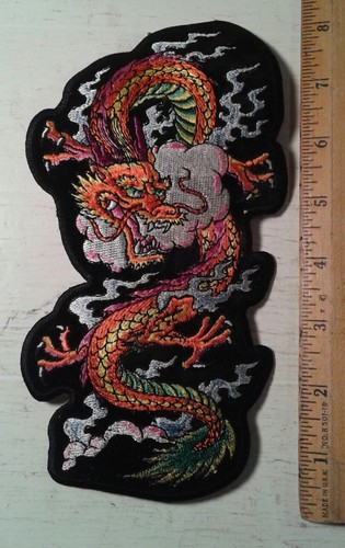 Drachen Aufnäher Motorrad Biker Weste Jacke Tattoo Kunst 4" x 8" Bügelbild  - Bild 1 von 3