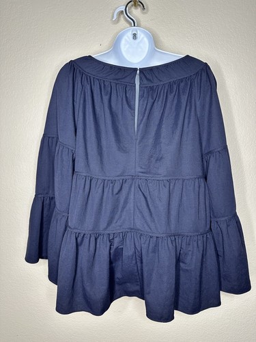REBECCA TAYLOR Tiered Pique Blouse size S, navy blue - Picture 4 of 13