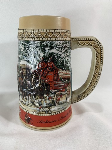 Vintage 1987 Budweiser Holiday Beer Stein Mug Clydesdale Ceramarte "C" Series - Picture 3 of 6