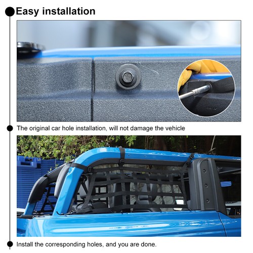 2x Protector de malla de retención de carga lateral trasero para Ford Bronco 2 puertas 2021-2023 - Imagen 6 de 9
