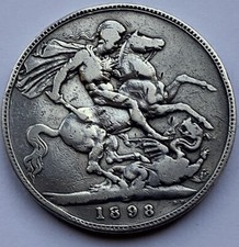 1898 Queen Victoria Old Head Silver Crown Coin 925 Silver 28g