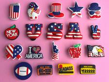 United States Shoe Charms For Crocs Bracelet Shoes Wristband Flag New York LOT