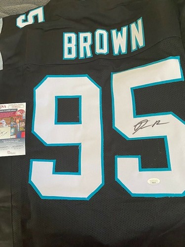 DERRICK BROWN CAROLINA PANTHERS SIGNED CUSTOM STITCHED JERSEY JSA WITNESSED COA - Picture 1 of 2