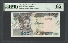 Nigeria 200 Naira 2016 P29p Uncirculated Graded 65