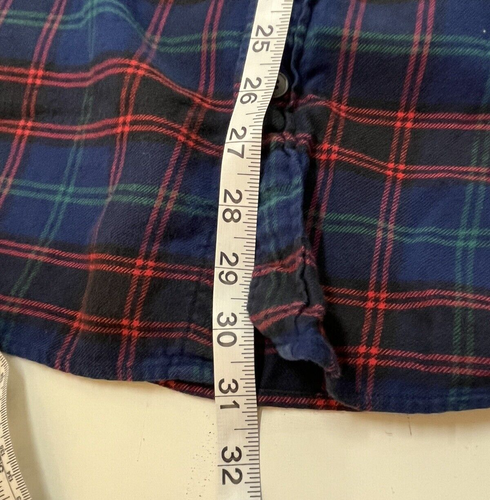 J Crew Flannel Shirt Men XL Blue Green Red Plaid Button Long Sleeve Slim Fit - Picture 7 of 7