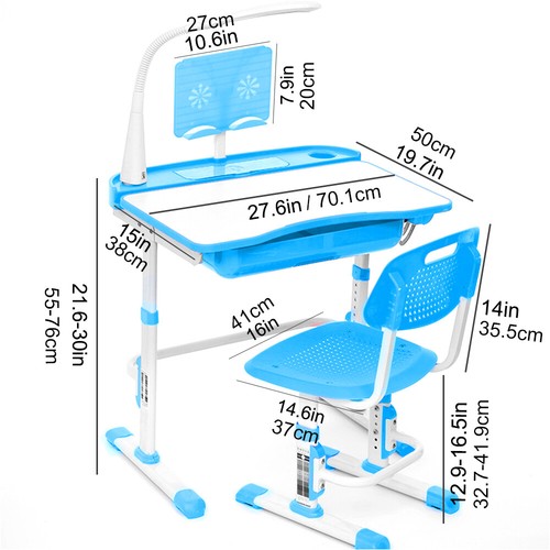 Kinder Schreibtisch und Stuhl Set, Lern Lern Lerntisch Set, höhenverstellbar, für Alter 3-18 - Bild 2 von 60