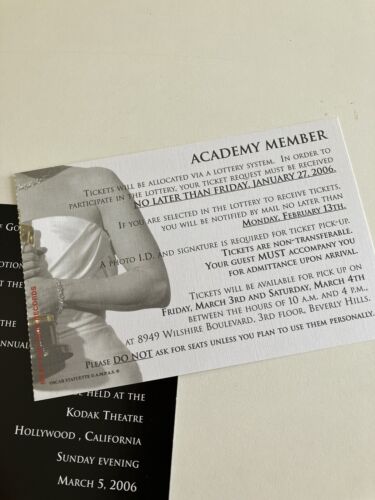 2006 Oscars Academy Awards Formal RSVP Invitation authentic - Picture 3 of 5