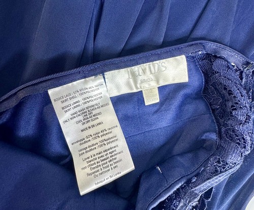 Davids Bridal Maxi One Shoulder Lace BridesMaid Dress Navy Size Girls Size 12 - Picture 4 of 6