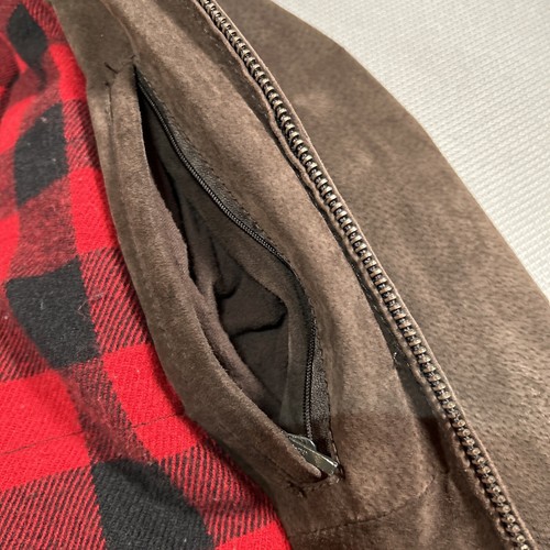 90s-2000s Super Vintage Levi's Brown 100% Genuine Suede Leather Red Flannel SzM - Picture 8 of 17
