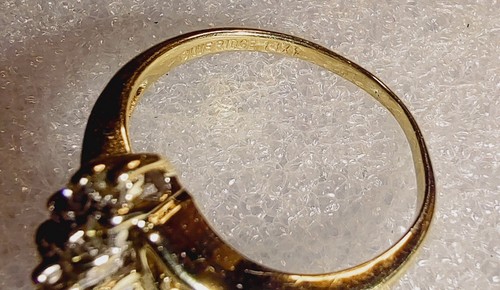 Vintage Retro 14k Y. Gold Round Diamond Cluster Cocktail Ring size 5 ((W82)) - Picture 5 of 5