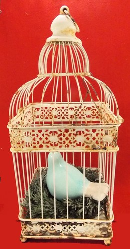 Vintage Shabby Chic Wire Birdcage With Bird In Nest - Picture 5 of 15
