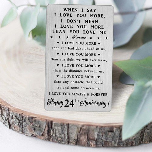 24th Anniversary Wallet Card Gifts for Him 24 Year Anniversary Steel Gifts fo... - Picture 3 of 6