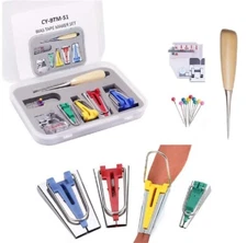 14Pcs Bias Tape Maker Kit –Sewing Binding Tool Set with Binder Foot for Quilting