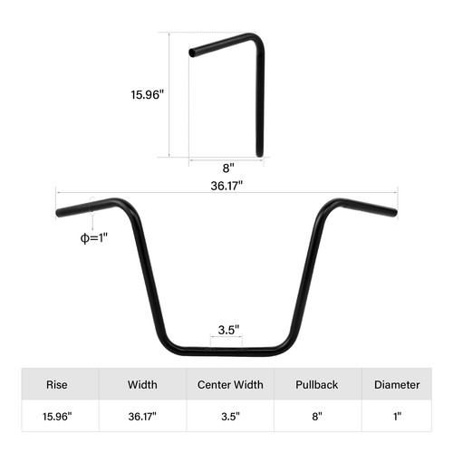 10/12/14/16/18" Ape Hanger 1" Handlebars Fit For Harley SportsterXL FLST FXST US - Picture 15 of 20