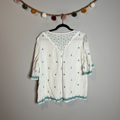 Weiche Umrandung weiße bestickte Boho Bluse - Bild 6 von 6