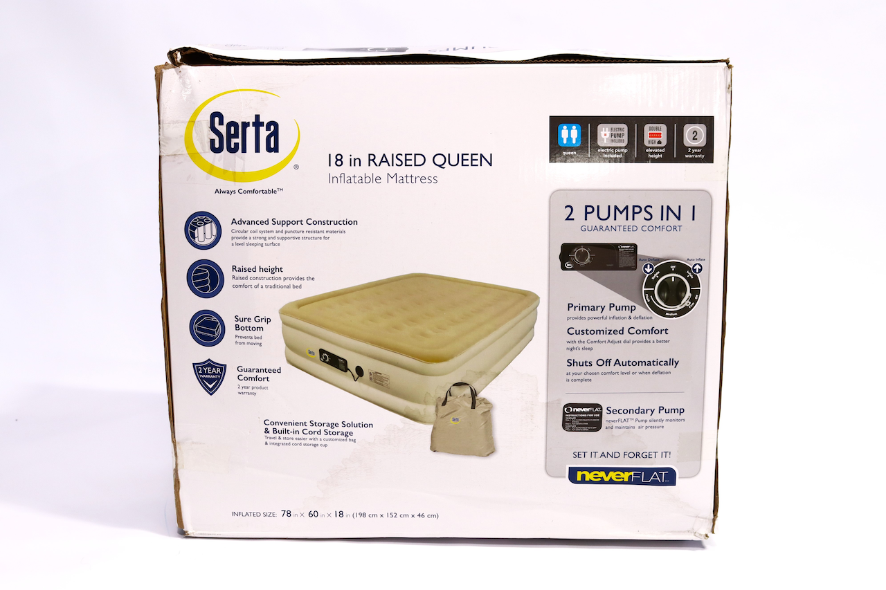 Serta Raised Queen Air Bed Mattress w/ BuiltIn neverFLAT AC Air Pump