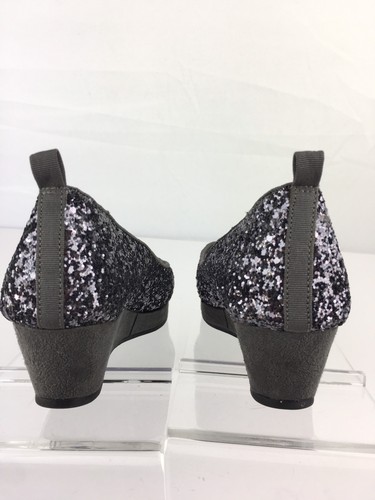 Joe Fresh Girl Talla 3 Brillo Plata Lentejuelas Cuña Zapato (SWS1) - Imagen 6 de 8