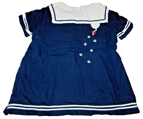 Umi by Life Voila Cat Kitten Girls Sailor Dress Size F Navy Blue White Japan - Picture 3 of 3