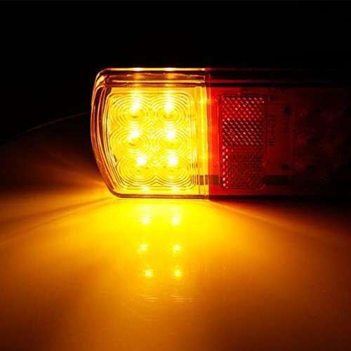 2PCS 12V 12LED Amber Red Rear Tail Stop Brake Light Turn Signal Indicator Lights - Picture 7 of 12
