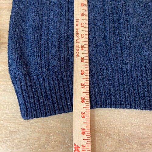 Vintage Structure Sweater Mens Large Navy Blue Cable Knit Roll Neck Fisherman - Picture 6 of 12