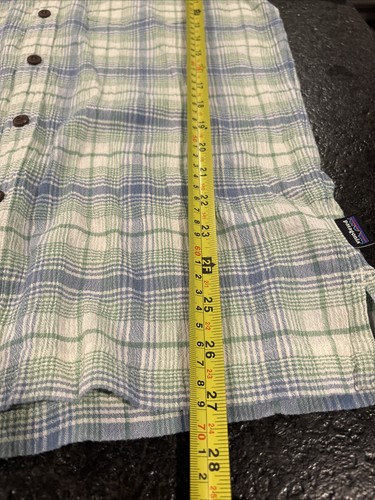 Patagonia Organic Cotton Shirt Men’s Size M Green Blue White Plaid Short Sleeves - Picture 6 of 9