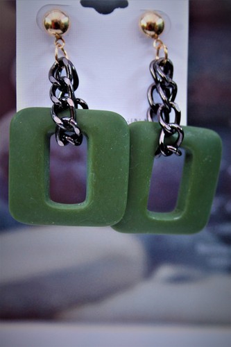 Harz Acryl Ohrstecker Quadrat Kette Ohrringe Hypoallergen Ohrstecker Auswahl 4 Farben - Bild 3 von 22