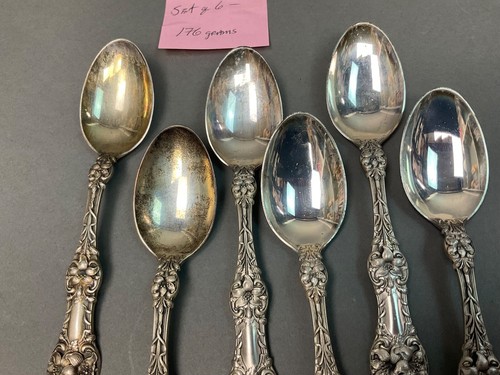 (6) ALVIN STERLING SILVER ORANGE BLOSSOM TEASPOONS 5-7/8" LONG  176 Grams Scrap - Picture 4 of 15