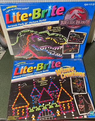LITE   BRITE - Refill Packs - Jurassic Park III & Wizard Creations (2001)