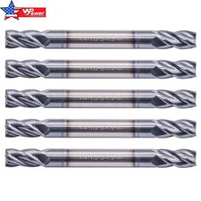 5Pcs 4-Flute Double End Solid Carbide 1/4" x 1/2" x 2-1/2" End Mill AlTiN Coated
