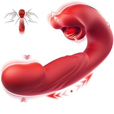 For Women Rose Tongue Licking Sucking Clitoral Vibrator Thrusting Dildo Sex Toys