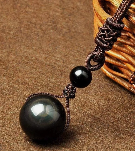 2025NEW! Natural 16mm Rainbow Obsidian Stone Bead Pendant Necklace Gift - Picture 8 of 16